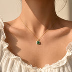 D'Joy AAAA Tsavorite Granat Schmuckset  ca. 50 cm 925 Silber 750 Gelbgold vermeil ca. 0,73 ct.