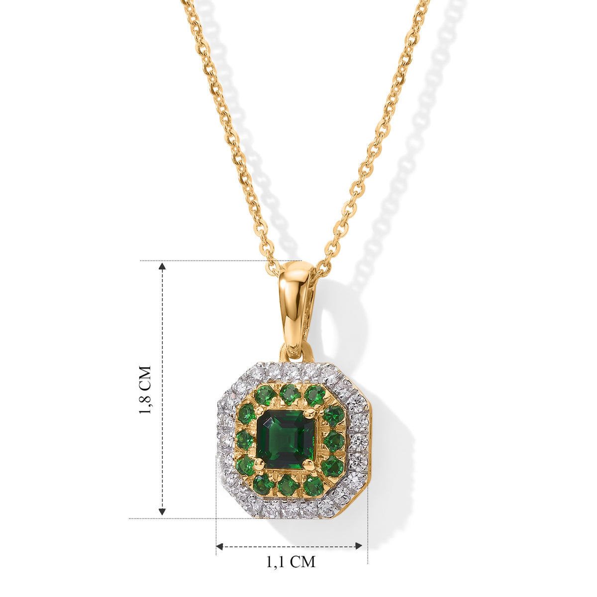 D'Joy AAAA Tsavorite Granat Schmuckset  ca. 50 cm 925 Silber 750 Gelbgold vermeil ca. 0,73 ct.