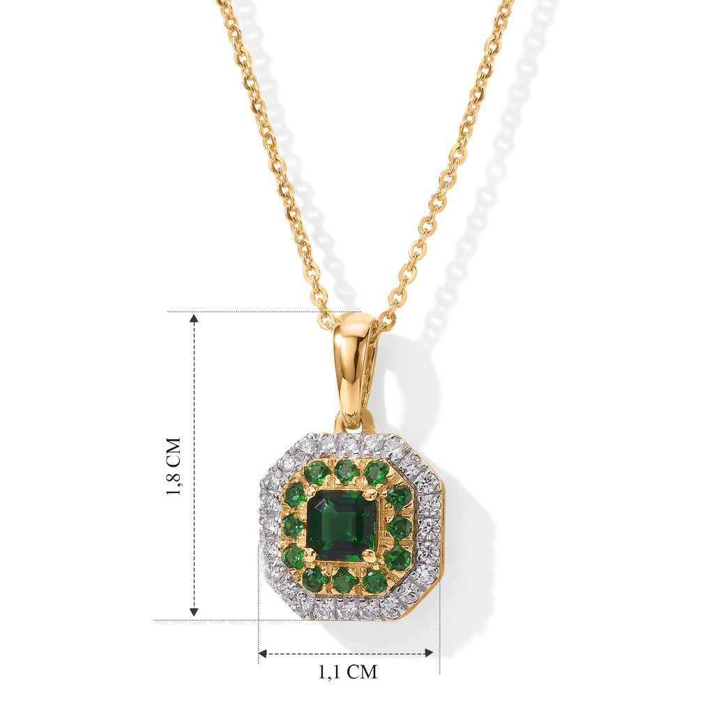 D'Joy AAAA Tsavorite Granat Schmuckset  ca. 50 cm 925 Silber 750 Gelbgold vermeil ca. 0,73 ct.