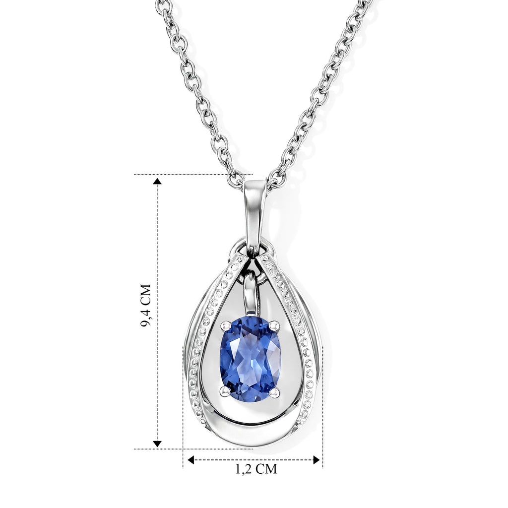 D'Joy Farbwechsel Fluorit Anhänger mit Kette, (9-14 Werktage Lieferzeit) ca. 50 cm 925 Silber Platiniert und Edelstahl Platiniert ca. 1.04 ct