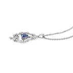 D'Joy Farbwechsel Fluorit, Weißer Zirkon Anhänger mit Kette, (9-14 Werktage Lieferzeit) ca. 50 cm 925 Silber Platiniert und Edelstahl Platiniert ca. 1.23 ct