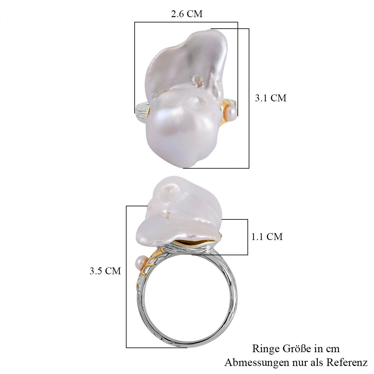 Weißer Barockperlen und weißer Süßwasserperlen Ring und Ohrringe