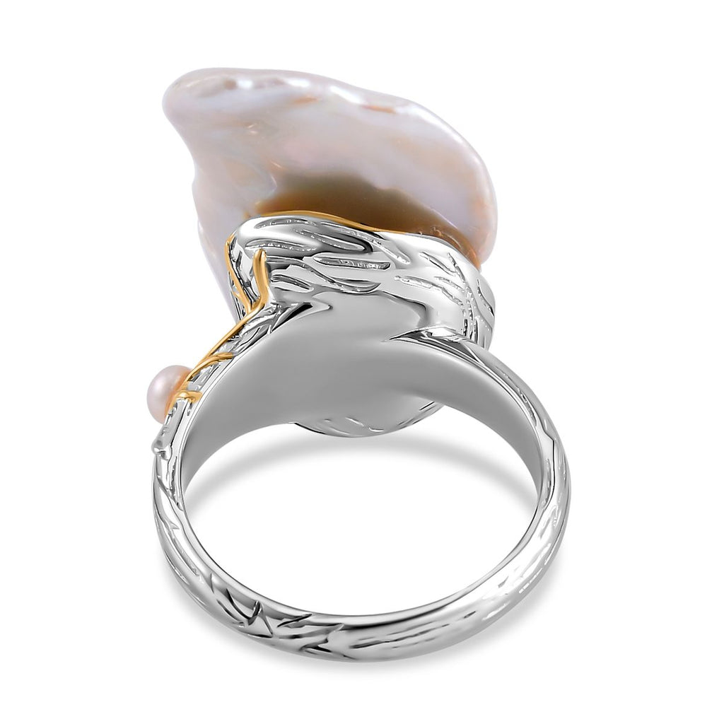 Weißer Barockperlen und weißer Süßwasserperlen Ring und Ohrringe