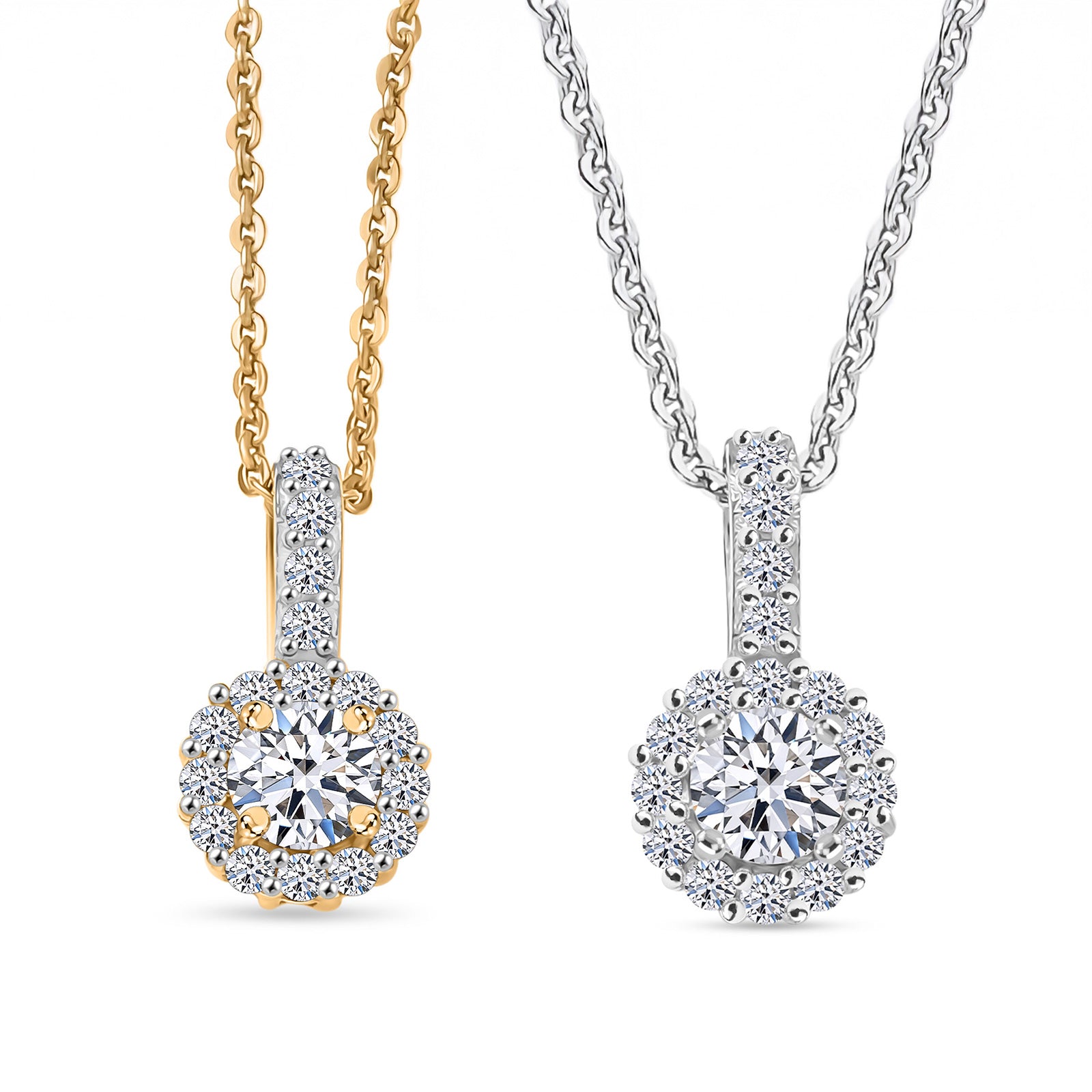 LUXURIANT 2er-Set SI-GH Labor Diamant Anhänger mit 50cm Kette