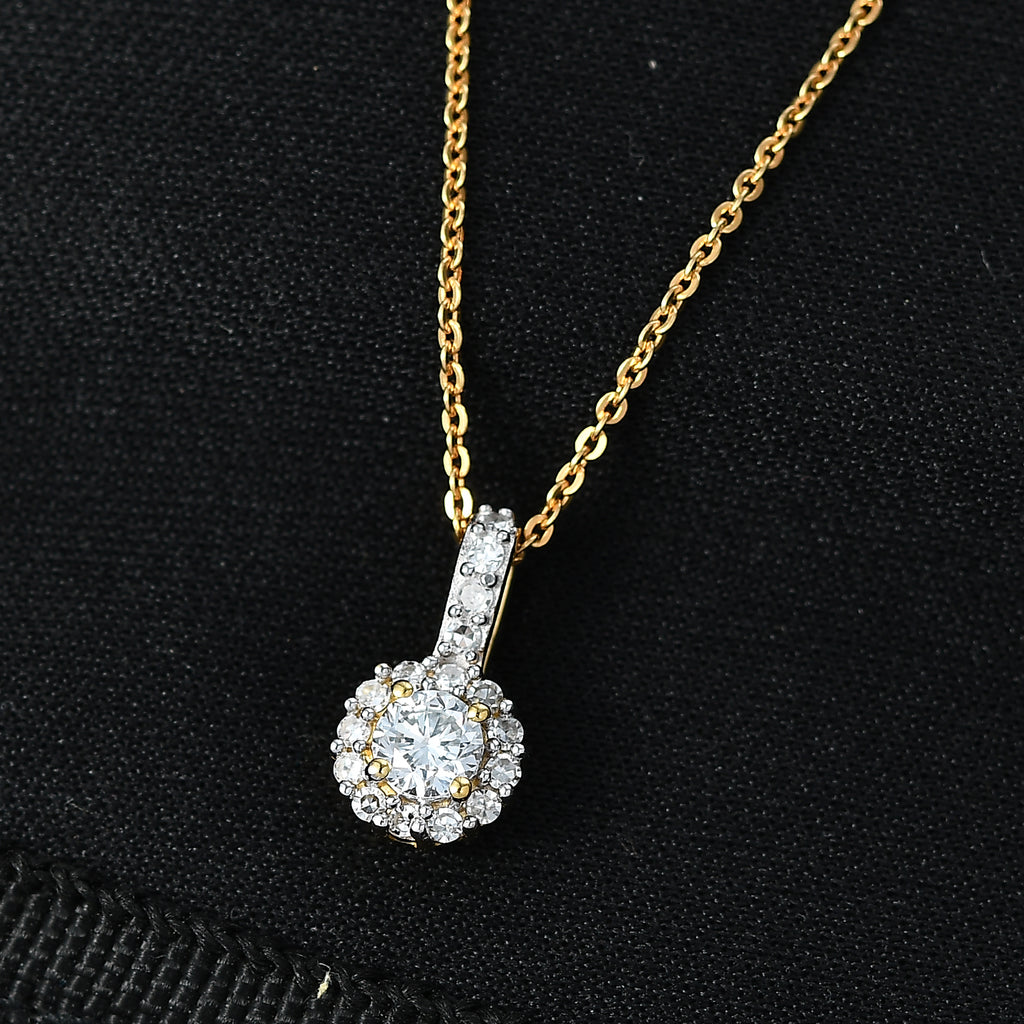 LUXURIANT 2er-Set SI-GH Labor Diamant Anhänger mit 50cm Kette