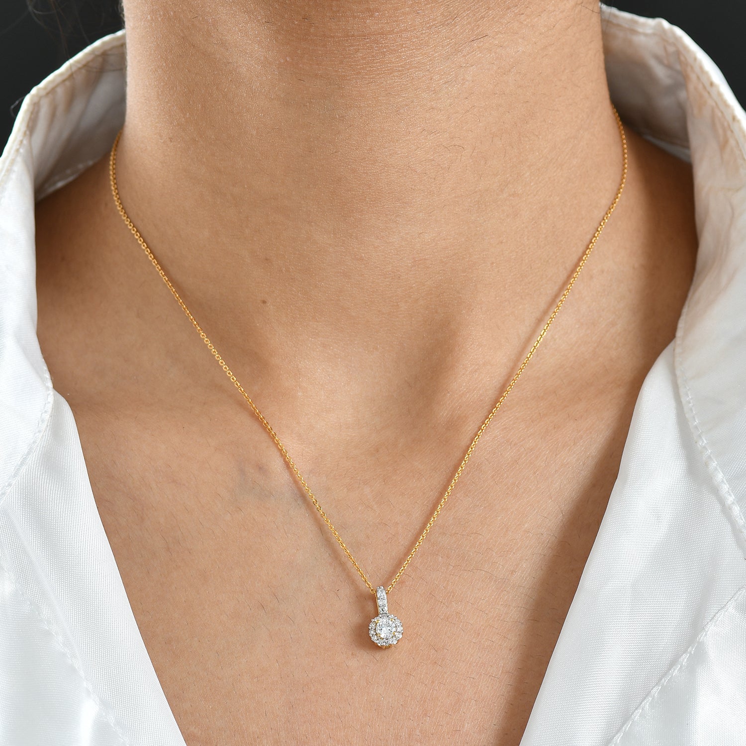 LUXURIANT 2er-Set SI-GH Labor Diamant Anhänger mit 50cm Kette