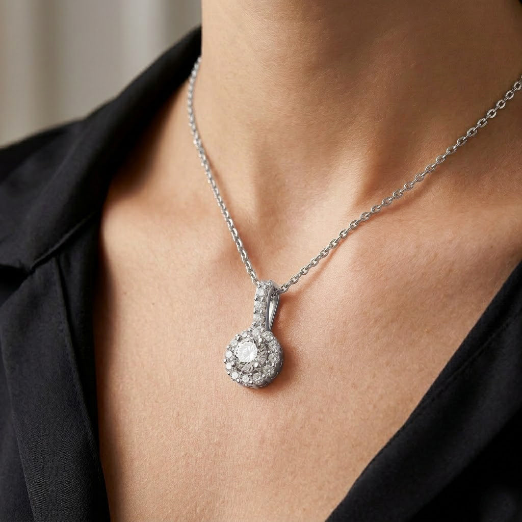 LUXURIANT 2er-Set SI-GH Labor Diamant Anhänger mit 50cm Kette