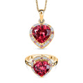 D'Joy Labor Padparadscha Saphir , rosa Saphir und Moissanit Ring und Anhänger mit 50cm Kette