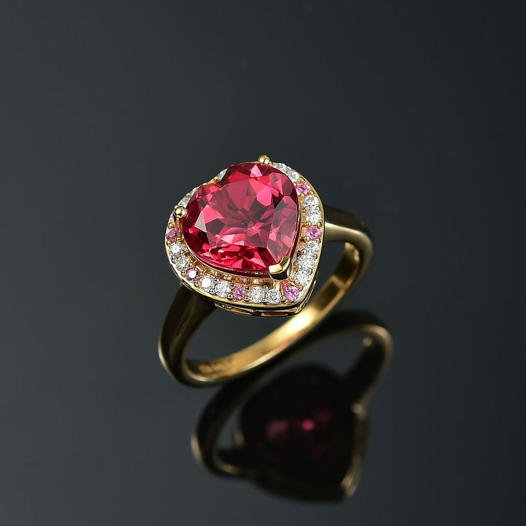 D'Joy Labor Padparadscha Saphir , rosa Saphir und Moissanit Ring und Anhänger mit 50cm Kette