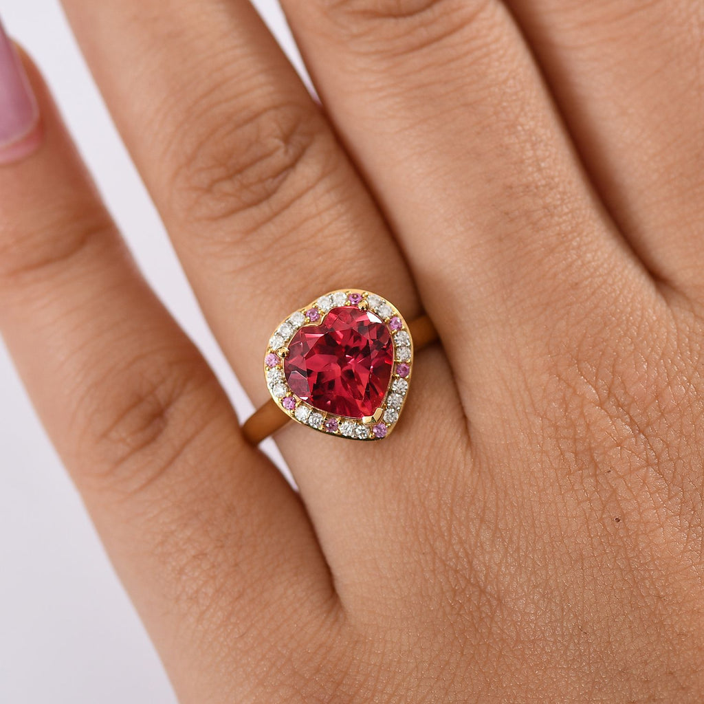 D'Joy Labor Padparadscha Saphir , rosa Saphir und Moissanit Ring und Anhänger mit 50cm Kette