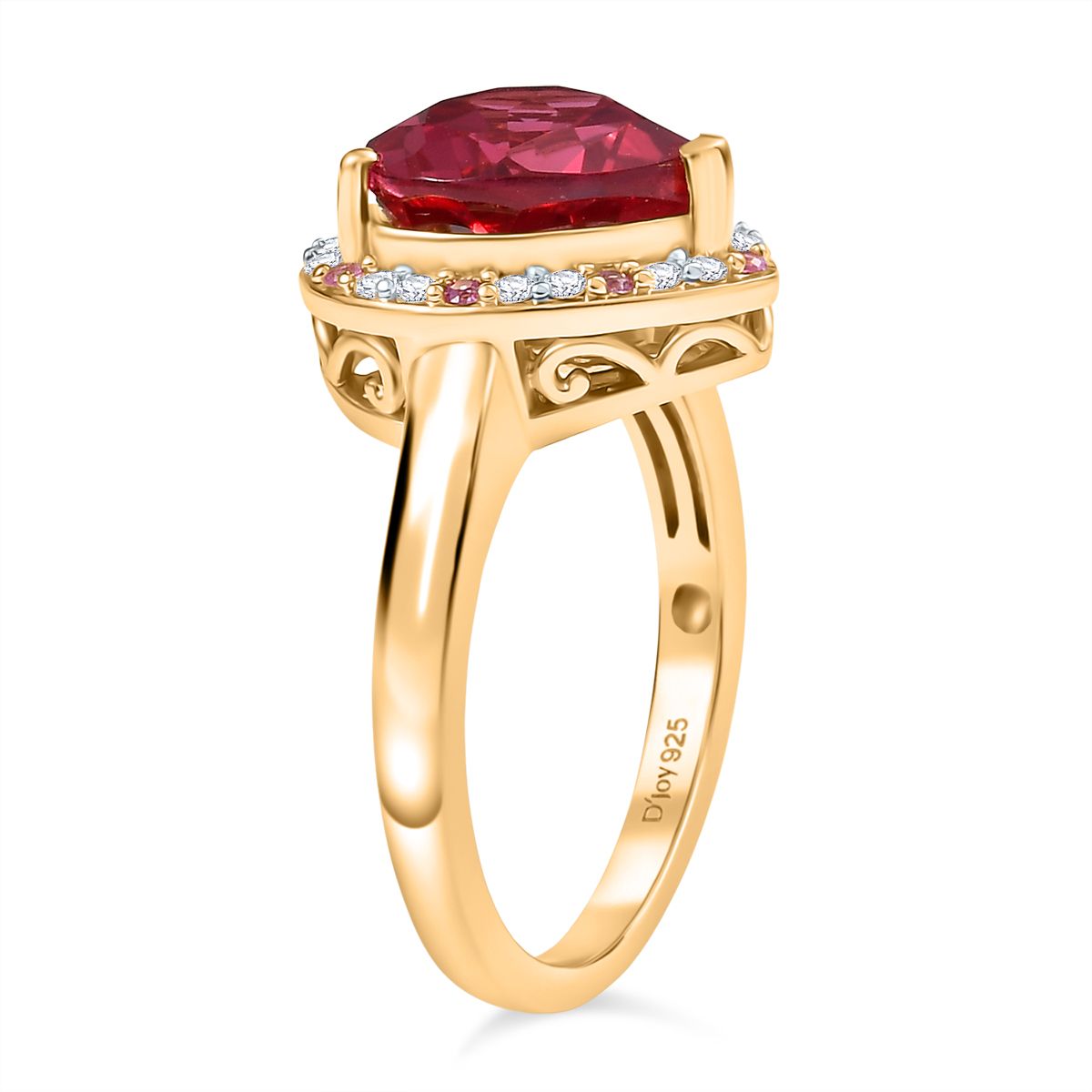 D'Joy Labor Padparadscha Saphir , rosa Saphir und Moissanit Ring und Anhänger mit 50cm Kette