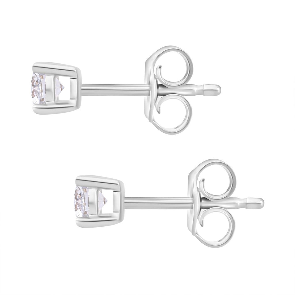 Luxuriant Diamond Duo: Labor Diamant Ring & Ohrringe in rhodiniertem Silber