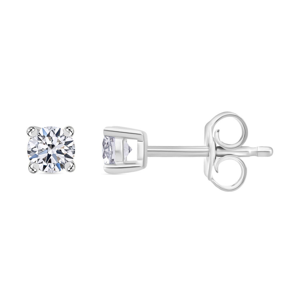 Luxuriant Diamond Duo: Labor Diamant Ring & Ohrringe in rhodiniertem Silber