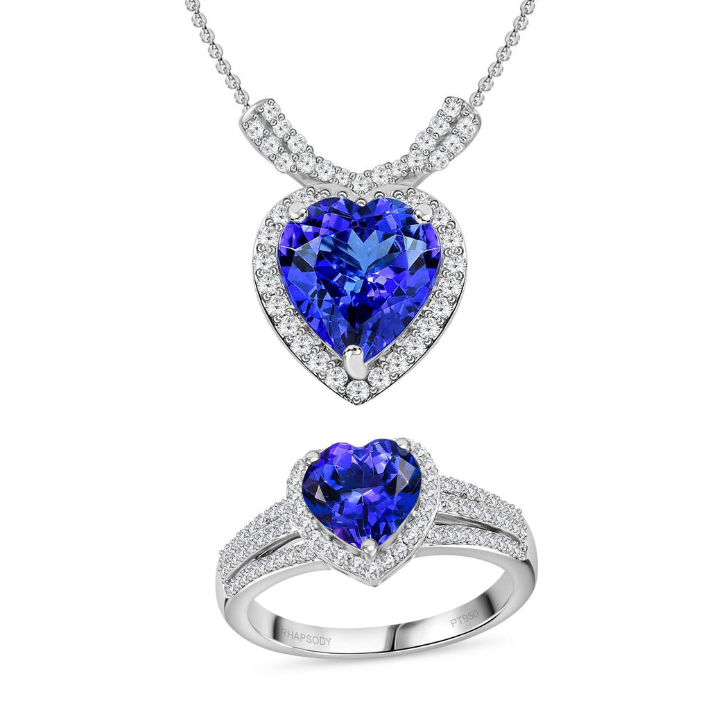 Premium-Duo: RHAPSODY AAAA Tansanit und VS Diamant Schmuckset