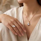 Regenbogen Mondstein und Iolith Ring und Anhänger