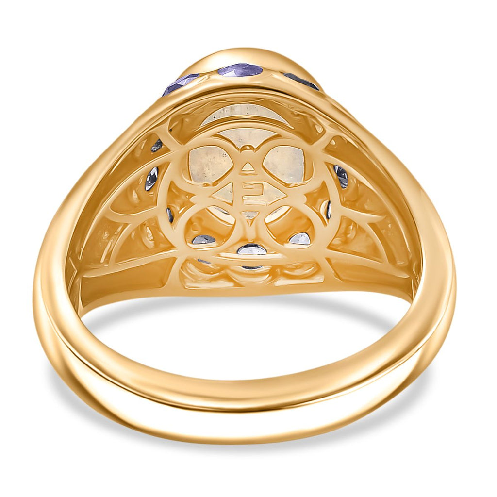 Regenbogen Mondstein und Iolith Ring und Anhänger