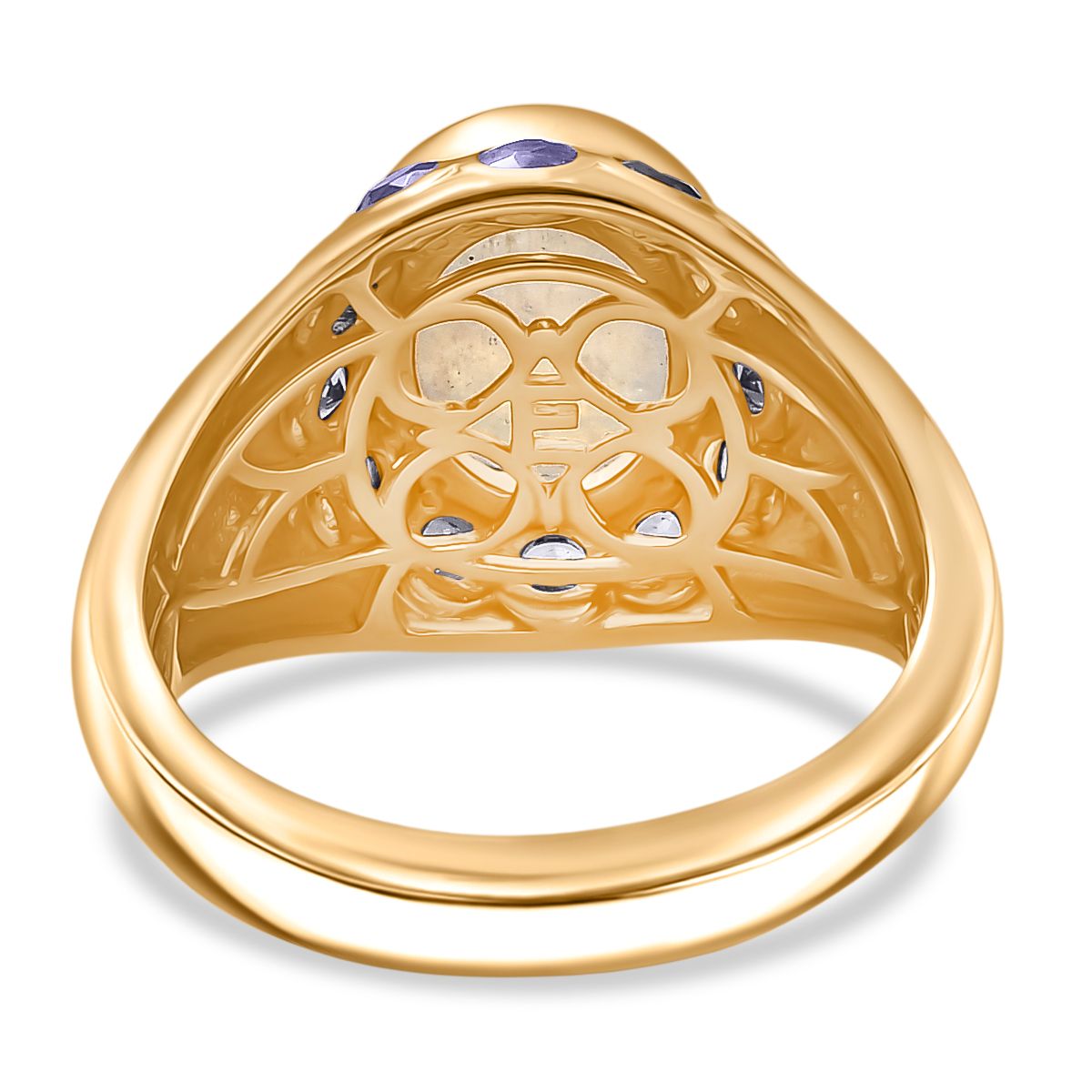 Regenbogen Mondstein und Iolith Ring und Anhänger