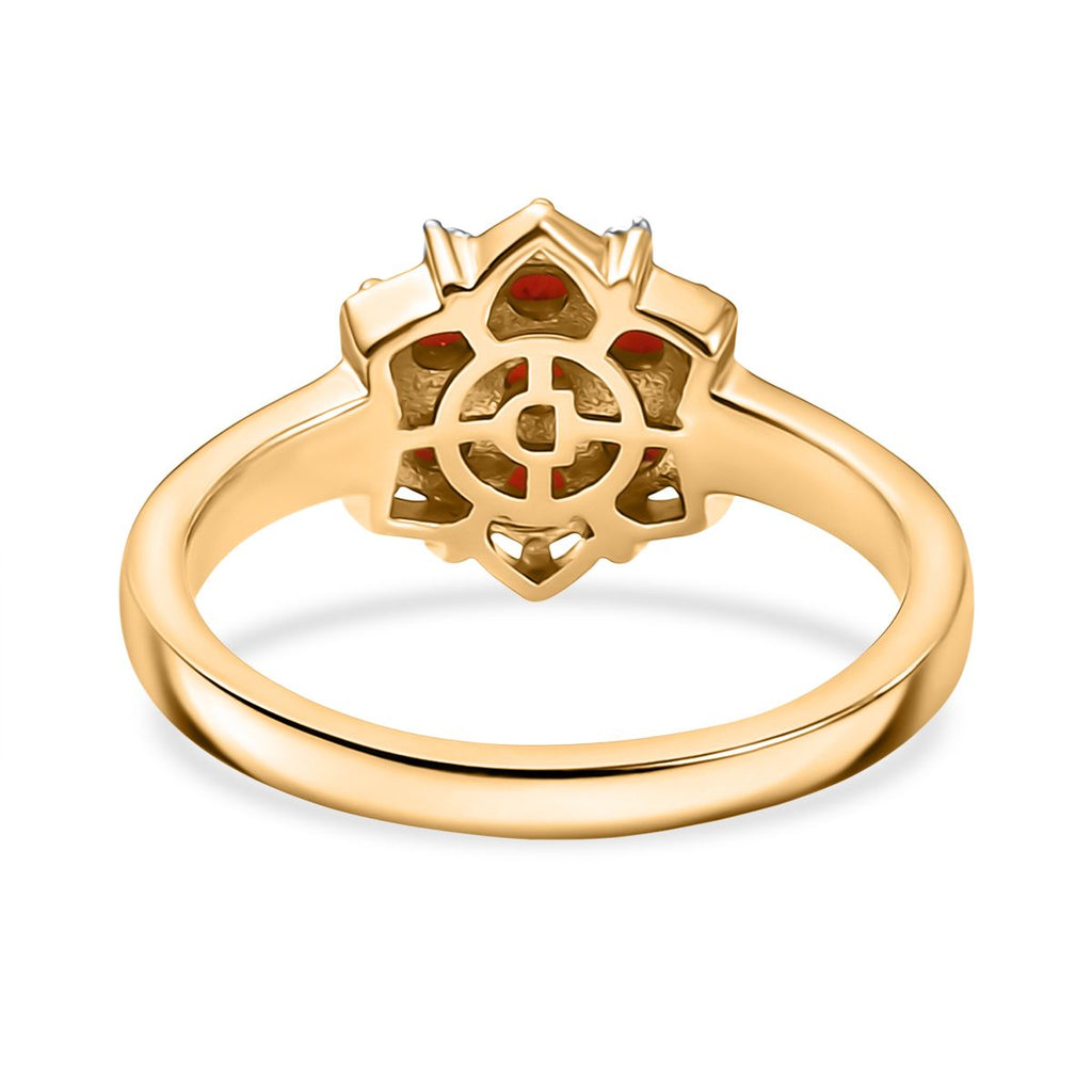 D'Joy AA mexikanischer Kirschfeuer-Opal und Moissanit Ring und Anhänger mit 50cm Kette
