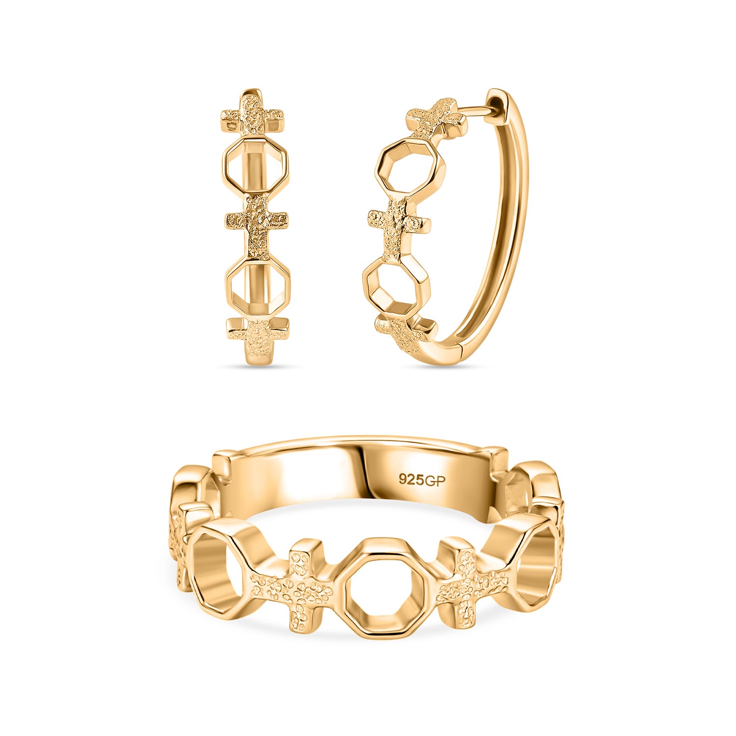 GP Royal Art Déco Kollektion- Kanchanaburi blauer Saphir Ring und Ohrringe