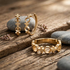 GP Royal Art Déco Kollektion- Kanchanaburi blauer Saphir Ring und Ohrringe