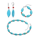 Gefärbtes blaues Magnesit und Koralle Schmuckset