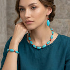 Gefärbtes blaues Magnesit und Koralle Schmuckset