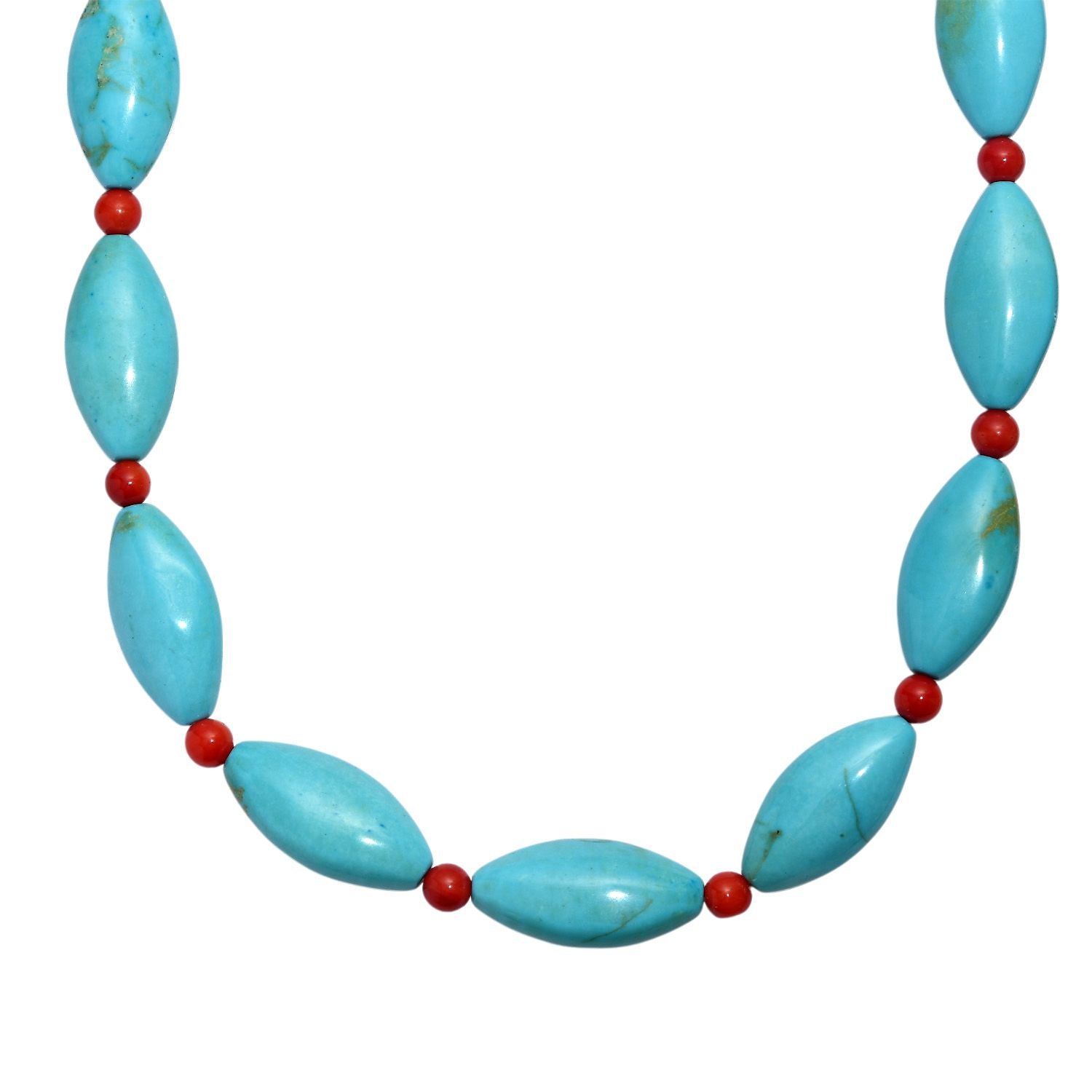Gefärbtes blaues Magnesit und Koralle Schmuckset