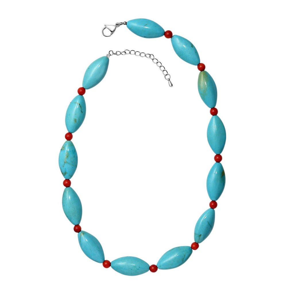 Gefärbtes blaues Magnesit und Koralle Schmuckset