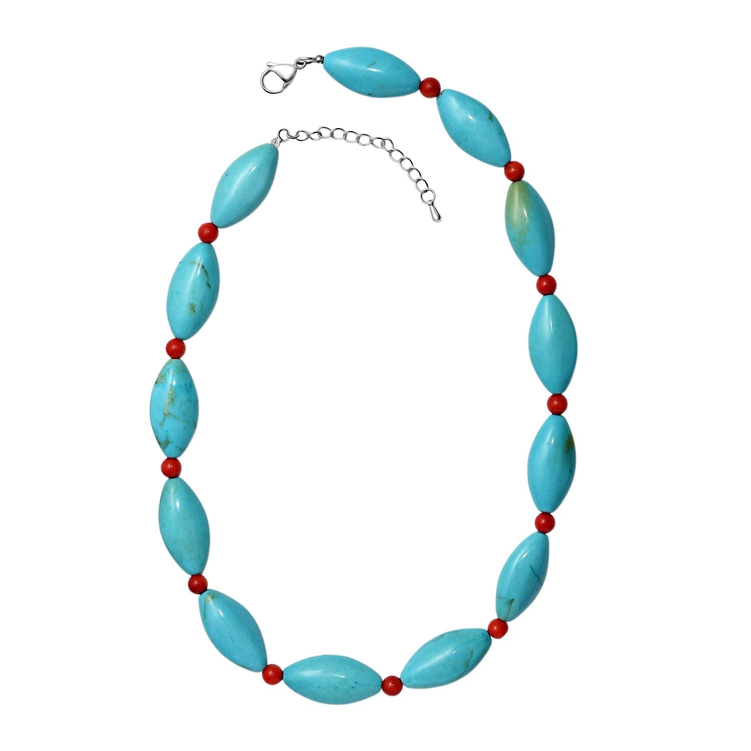 Gefärbtes blaues Magnesit und Koralle Schmuckset