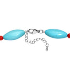 Gefärbtes blaues Magnesit und Koralle Schmuckset