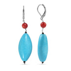 Gefärbtes blaues Magnesit und Koralle Schmuckset