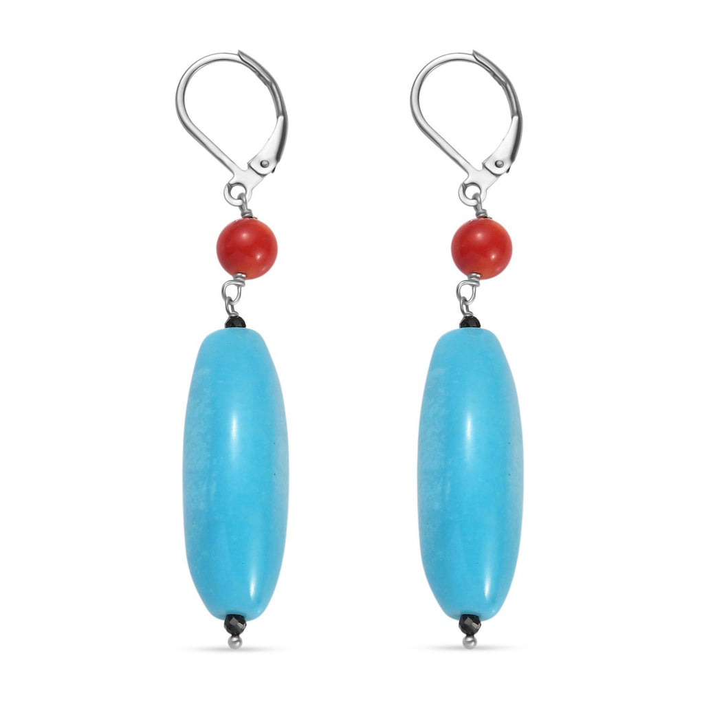 Gefärbtes blaues Magnesit und Koralle Schmuckset