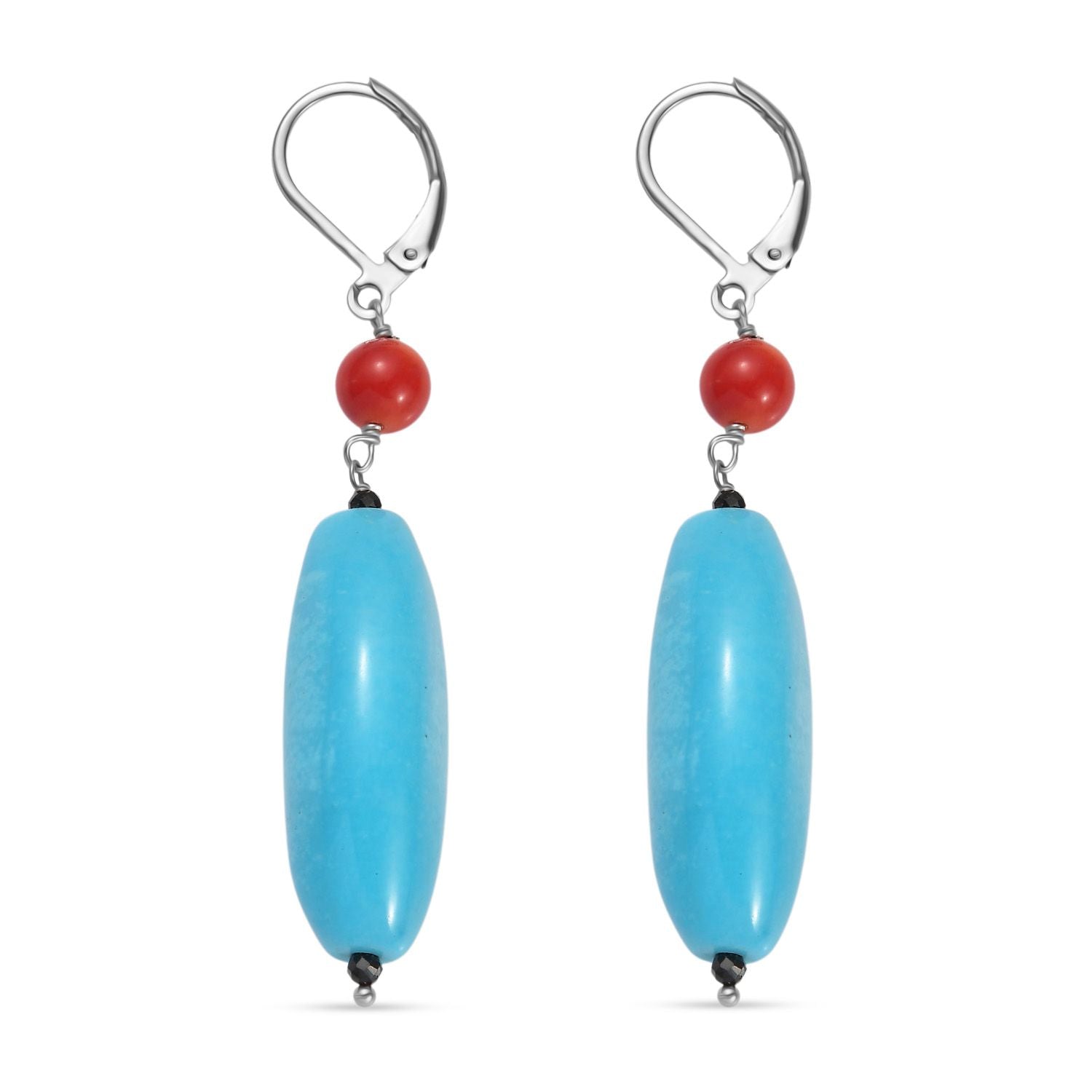 Gefärbtes blaues Magnesit und Koralle Schmuckset