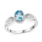 D’Joy blauer und weißer Zirkon Ring und Anhänger
