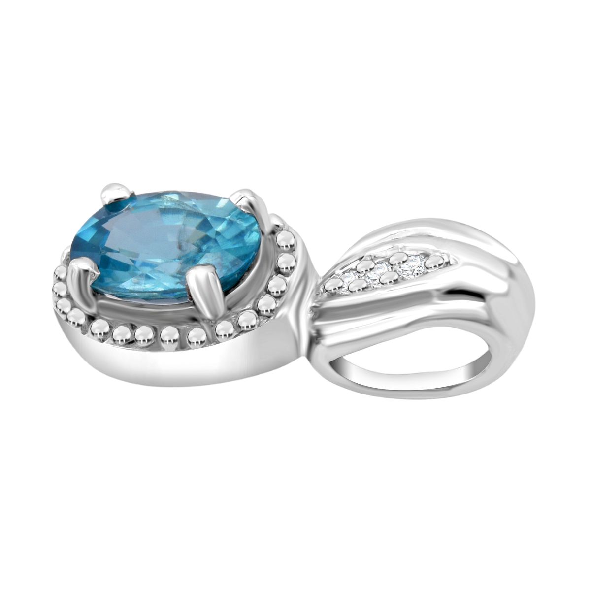 D’Joy blauer und weißer Zirkon Ring und Anhänger