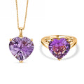 D'Joy AA Rose De France Amethyst Ring und Anhänger mit 50cm Kette