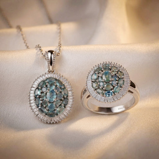 D'Joy Alexandrit und Diamant Ring und Anhänger mit 50 Kette