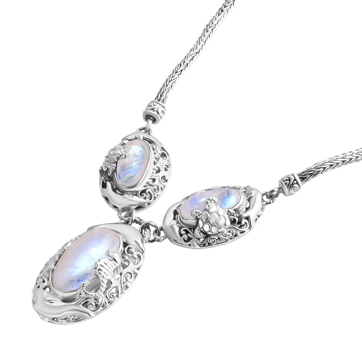Royal Bali Kollektion-  Regenbogen Mondstein Schmuckset