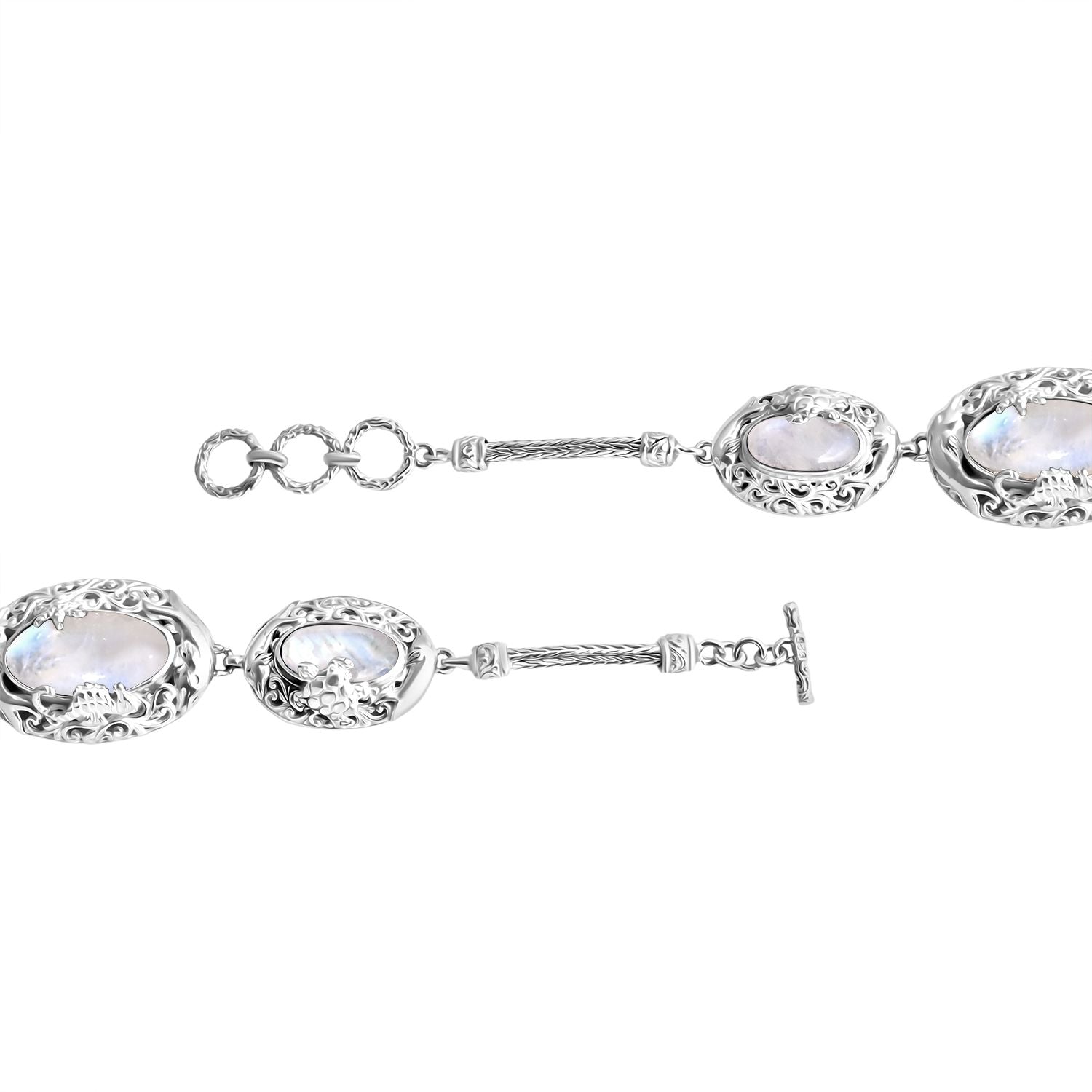 Royal Bali Kollektion-  Regenbogen Mondstein Schmuckset