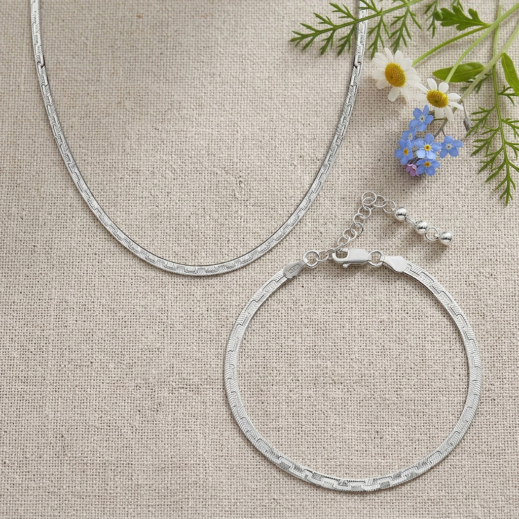 Fischgrätenkette 43cm und 18+2cm Armband