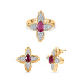 D'Joy Afrikanischer Rubin und Zirkon Ring und Ohrringe