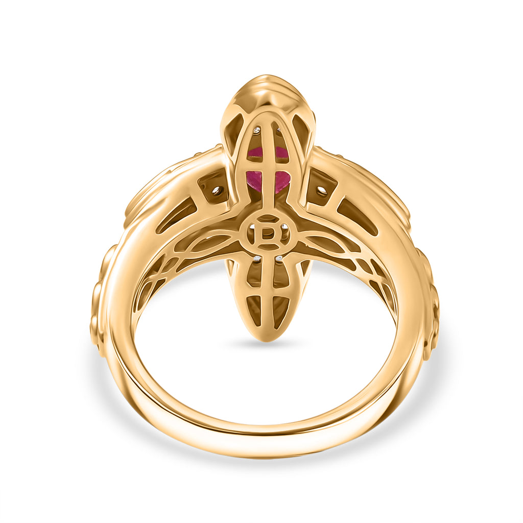 D'Joy Afrikanischer Rubin und Zirkon Ring und Ohrringe