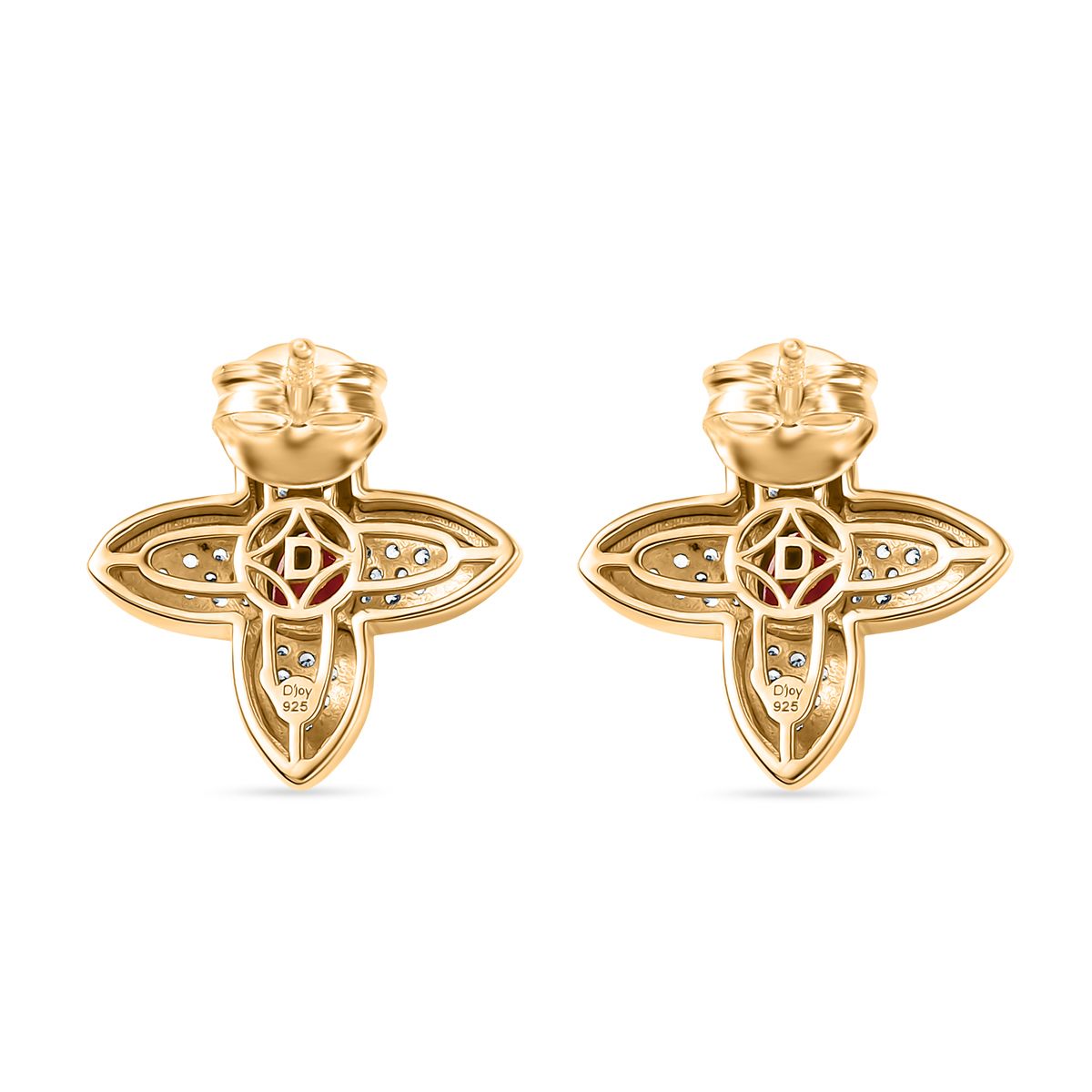 D'Joy Afrikanischer Rubin und Zirkon Ring und Ohrringe
