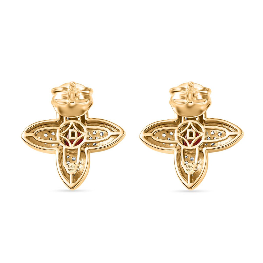 D'Joy Afrikanischer Rubin und Zirkon Ring und Ohrringe