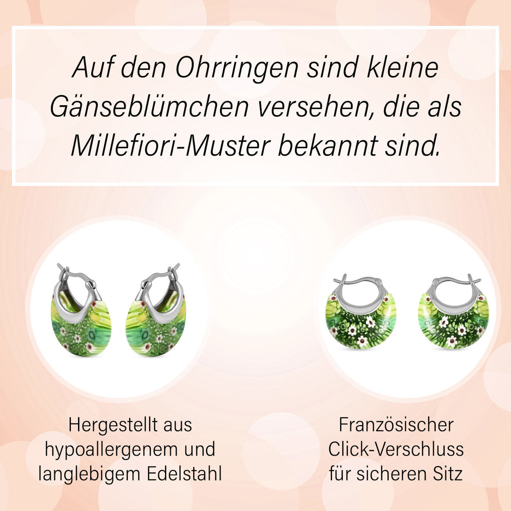 4er-Set Huggie-Ohrringe im Murano-Stil