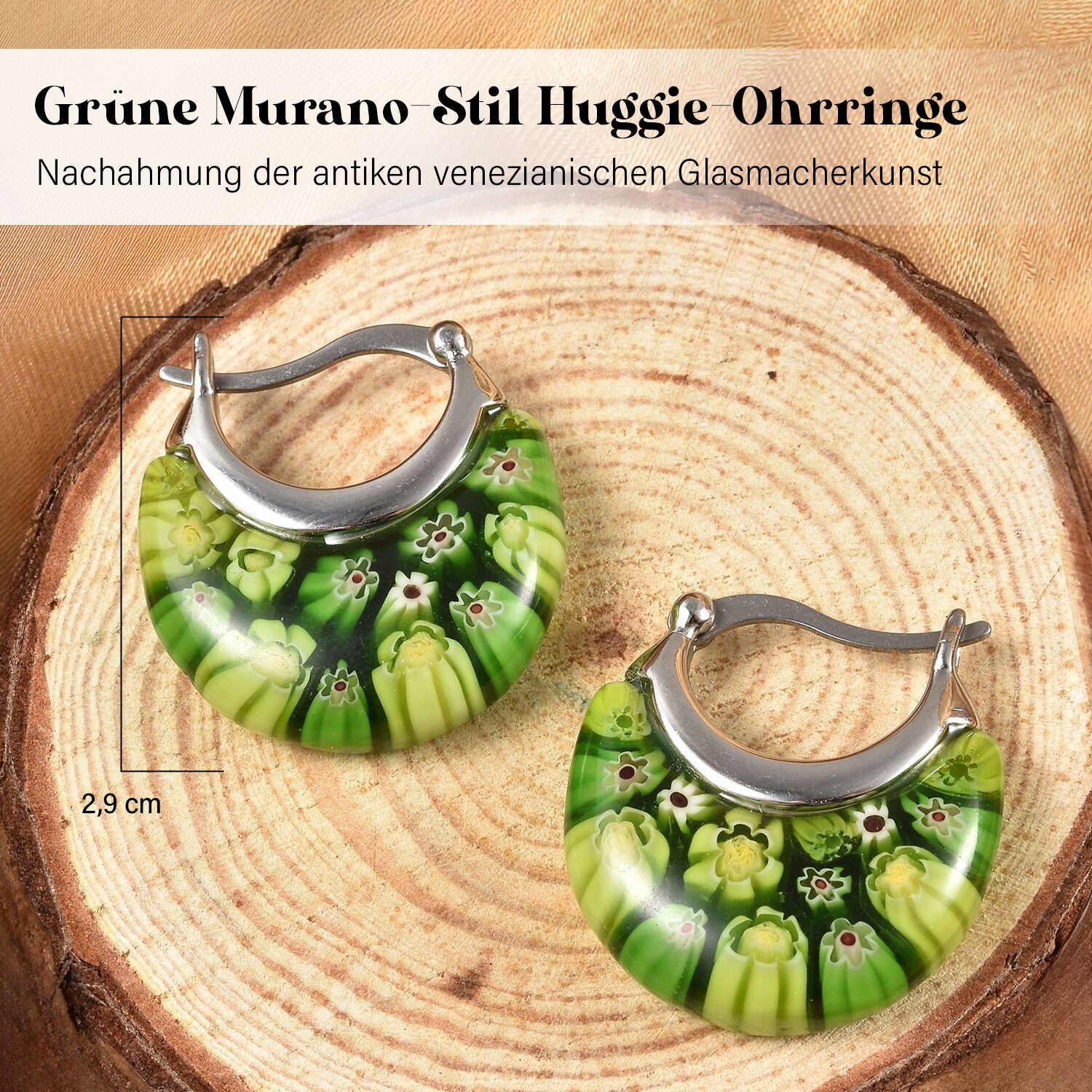 4er-Set Huggie-Ohrringe im Murano-Stil
