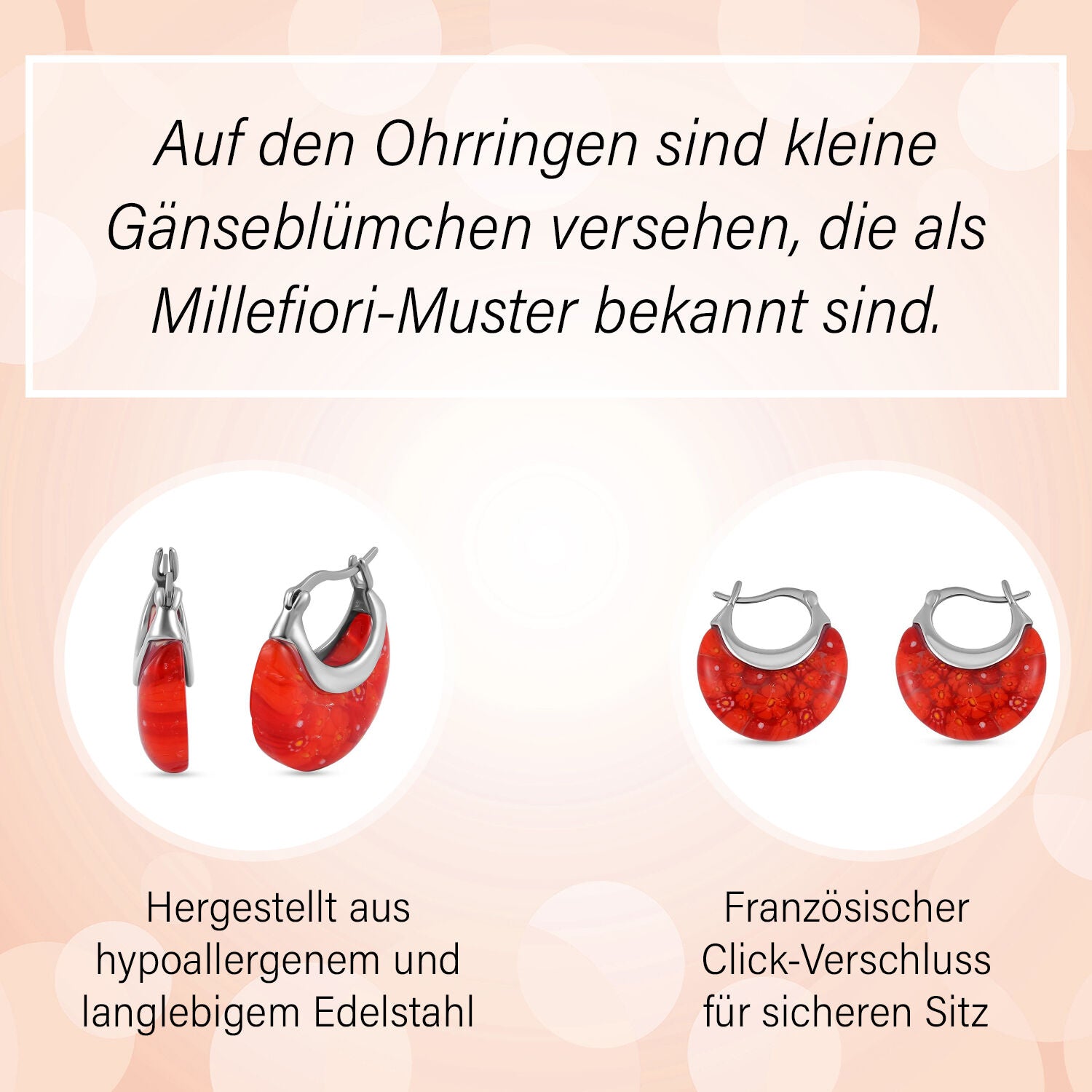 4er-Set Huggie-Ohrringe im Murano-Stil
