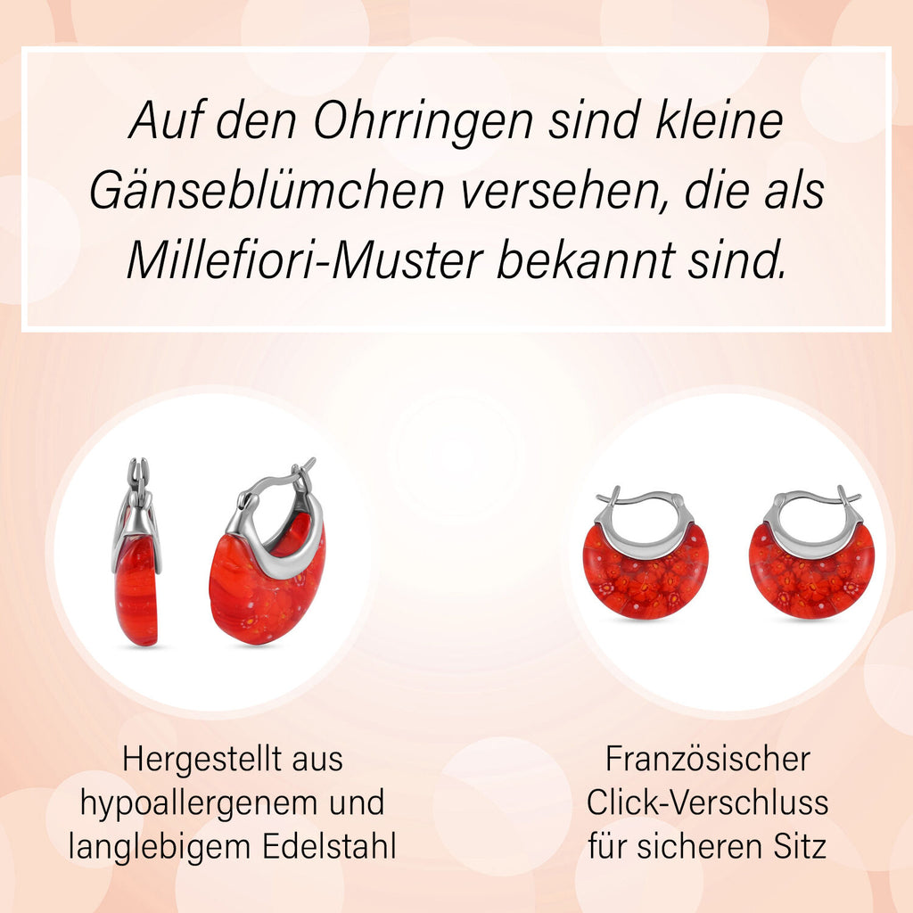 4er-Set Huggie-Ohrringe im Murano-Stil