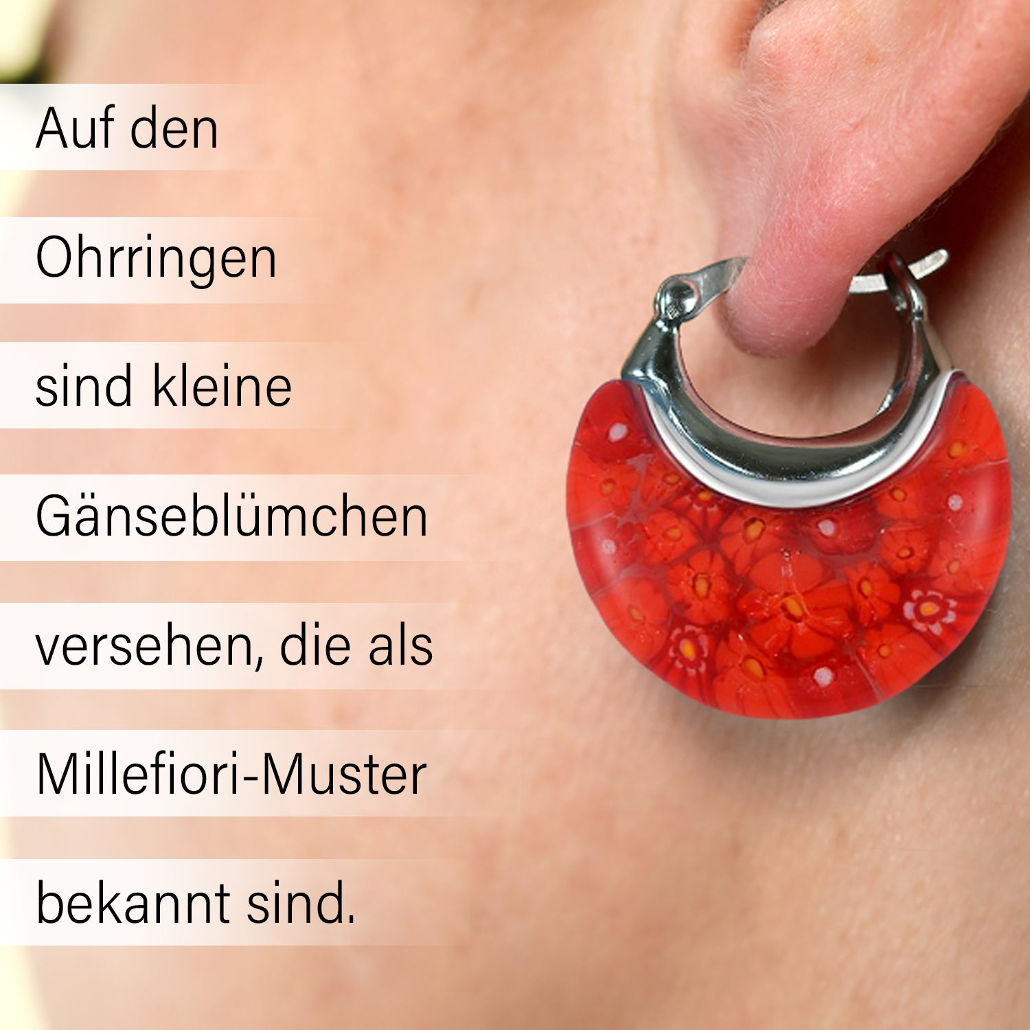4er-Set Huggie-Ohrringe im Murano-Stil