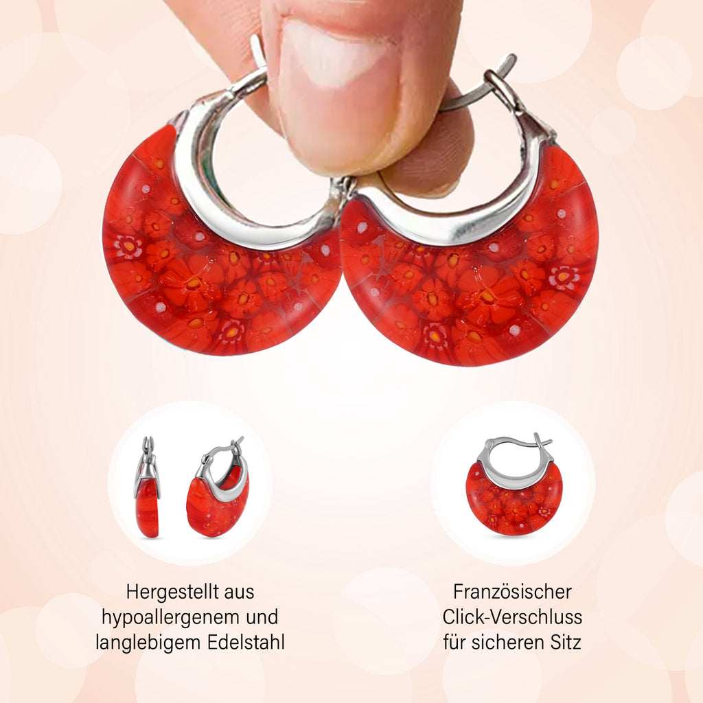4er-Set Huggie-Ohrringe im Murano-Stil